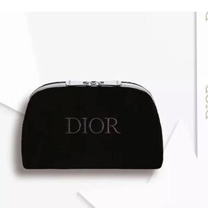 Authentic  DIOR Beauty CD Logo Elegant Black Velvet Clutch Cosmetic Bag